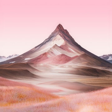 Mountain Landscape, Pink aesthetic, 5K, Pink sky, Mountain Peak