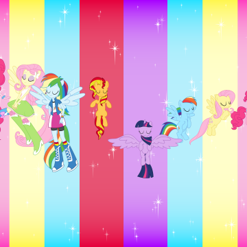 My Little Pony, Mane Six, 5K, 8K, Rainbow colors, Colorful background