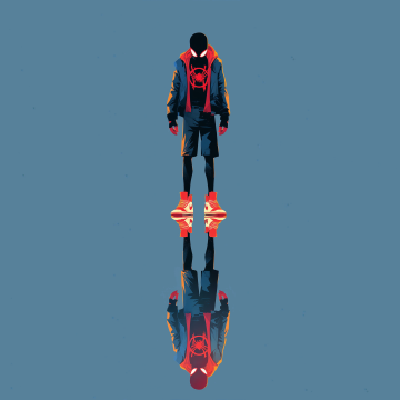 Miles Morales, Reflection, 5K, Light blue, Minimalist
