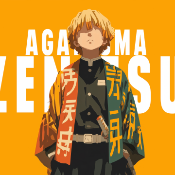 Zenitsu Agatsuma, Minimal art, Yellow aesthetic, Demon Slayer: Kimetsu no Yaiba, Yellow background