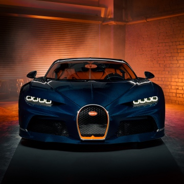 Bugatti Chiron Super Sport, Carbon Fiber, 5K, Hypercars, Blue and Orange