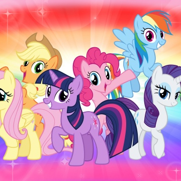 Mane Six, Rainbow, My Little Pony Friendship is Magic, Colorful background, 5K