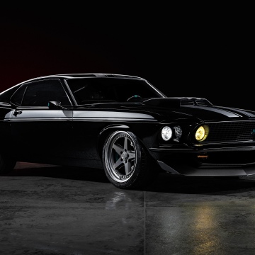 1969 Ringbrothers Ford Mustang Mach 1 Kingpin, 5K, Ford Mustang Mach 1, Black cars, Badass, Dark background