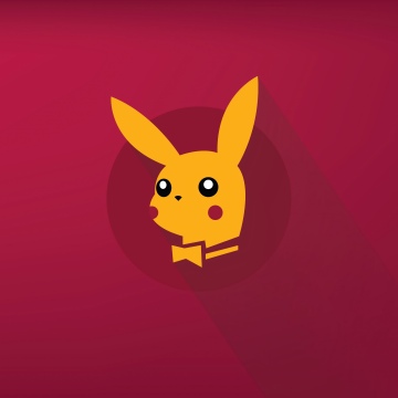 Playboy Pikachu, Minimalist, 5K, Red background
