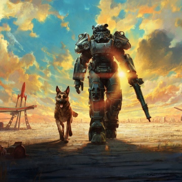 Fallout 4, Anniversary Edition, Power armor, Dogmeat, German Shepherd, 5K, 8K, 2025 Games