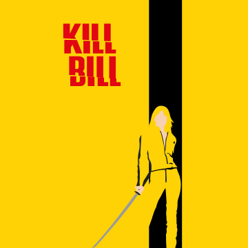 Kill Bill, Movie poster, Minimalist, Yellow background, Assassin, 5K