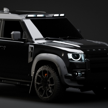 Land Rover Defender Pickup, Urban Automotive, Black cars, Dark background