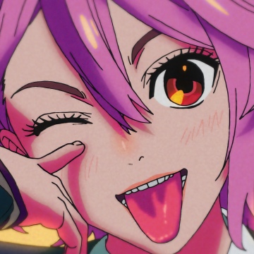 Aira Shiratori, Dandadan, 5K, Pink hair, Anime girl, Purple hair, Winking