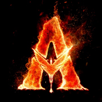 Avatar: Fire and Ash, Logo, Black background, Fire effect, 5K, 2025 Movies