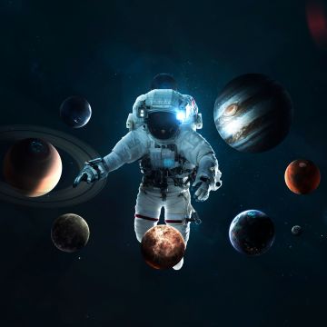 Astronaut, Planetary System, Space suit, Space Travel, Stars, Orbital ring, Solar system, Planets