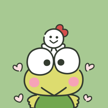 Keroppi, Sanrio, 5K, Green background, Cute cartoon