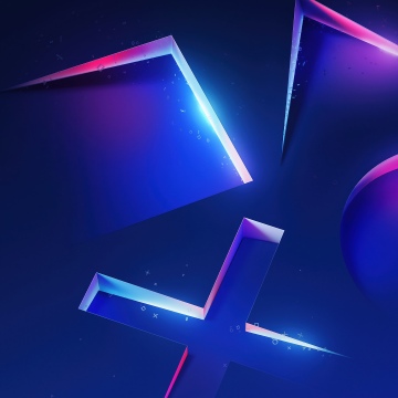 PlayStation, Blue aesthetic, PlayStation Gaming, PlayStation controller, 5K, Neon, Geometric, Futuristic