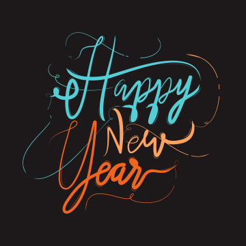 Happy New Year, Text, Dark background, 5K