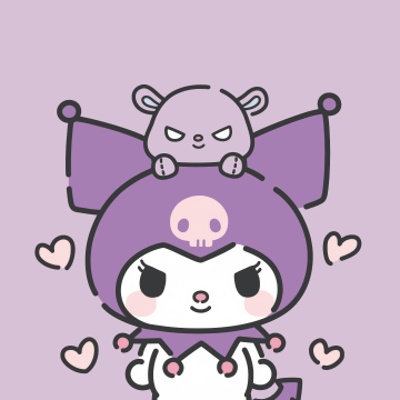 Kuromi, Halloween costume, Sanrio, Purple aesthetic, Cute art, Love hearts, Purple background, Lavender background, 5K