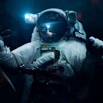 Astronaut, Space Travel, Space Adventure, Stars, Blue light, Dark background