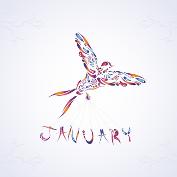 January, Abstract bird, Colorful abstract, Floral designs, 5K