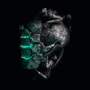 Isaac Clarke, Helmet, Dead Space, Black background, AMOLED, 5K, 8K, Neon