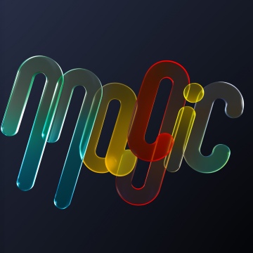 Magic, Typography, Glossy, Dark background, Multicolor, 5K