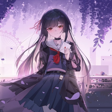 Chisa (Wuthering Waves), Anime girl, Purple aesthetic, 5K