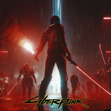 Cyberpunk 2077, 5th Anniversary, Samurai, 5K, Game poster, Red aesthetic, Neon Lights, Katana