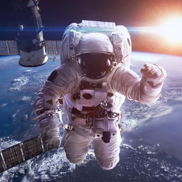 Astronaut, Earth, Sun, Space suit, Space station, Space Adventure, Satellite