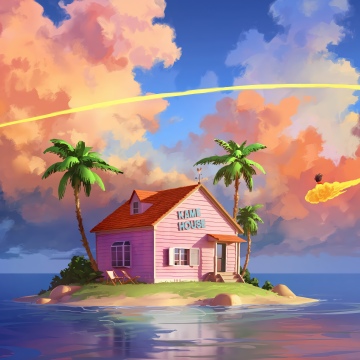 Kame House, Dragon Ball Z, Goku, 5K, Artistic