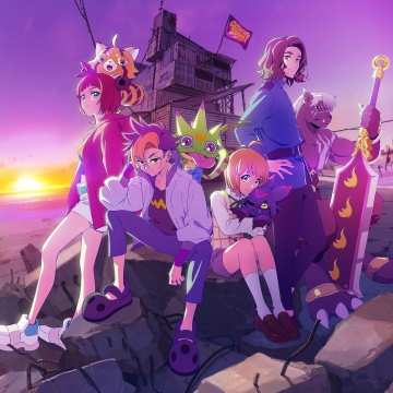 Digimon Beatbreak, Anime poster, Season 1, 2025 series, Sunset, Gradient background