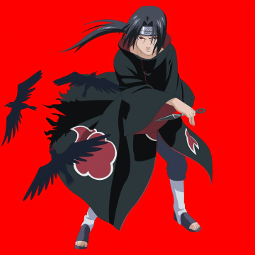 Itachi Uchiha, Red background, 5K, Naruto Shippuden, Sharingan