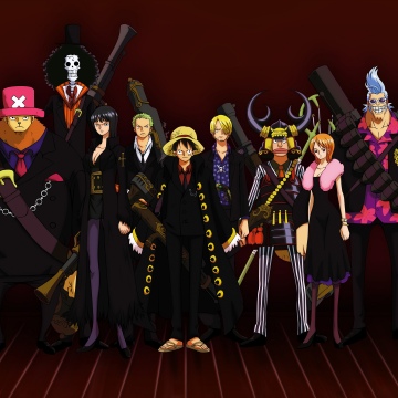 Luffy's crew, One Piece, 5K, Anime poster, Monkey D. Luffy, Roronoa Zoro, Sanji, Usopp, Nami