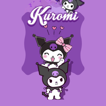 Kuromi, Purple background, Kawaii, 5K, Sanrio, Cheeky, Cute cartoon