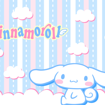 Cinnamoroll, Blue and Pink, Stripes, Sanrio, 5K, Cute cartoon, Clouds, Kawaii