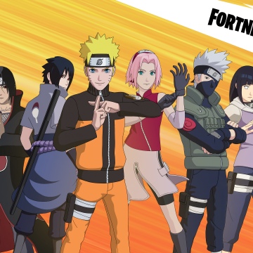 Fortnite, Naruto, Naruto Uzumaki, Sasuke Uchiha, Sakura Haruno, Kakashi Hatake, Itachi Uchiha, Hinata Hyuga, Gaara, Orochimaru, Game poster