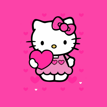 Hello Kitty, Pink aesthetic, Pink hearts, Pink background, Sanrio, 5K
