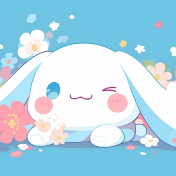 Cinnamoroll, Sanrio, Cute cartoon, Floral, Pastel background, Illustration, 5K, Kawaii