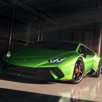 Lamborghini Huracan Performante, Green car, 5K, Supercars, Futuristic