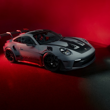 Porsche 911 GT3 RS, 8K, Red background, 5K, Sports cars