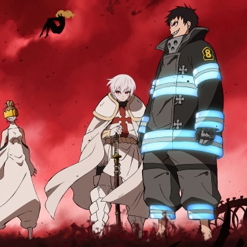 Fire Force, Season 2, Shinra Kusakabe, Sho Kusakabe, Red Sky, Red background