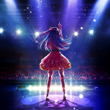 Ai Hoshino, Live concert, Season 1, Oshi no Ko, Anime girl, Anime series, Idol, Spotlight, Colorful hair, 5K