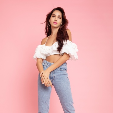 Nora Fatehi, Pink background, Indian actress, 5K, 8K