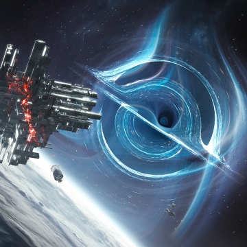 Space station, Black hole, 5K, Futuristic, Spaceship, 5K
