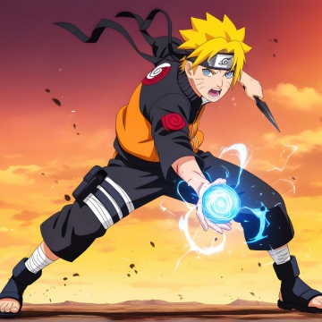 Naruto Uzumaki, Dramatic, Sunset, 5K