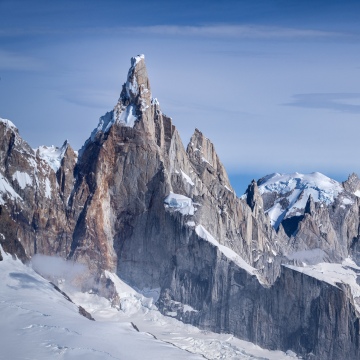 Cerro Torre, Mountain range, Patagonia, Fitz Roy, 5K, 8K, Blue Sky, Snow covered