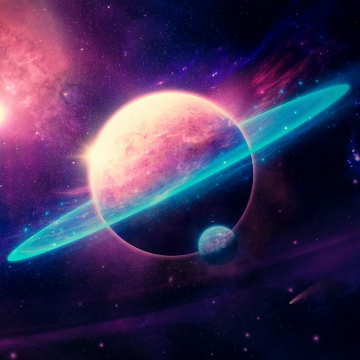 Ringed planet, Cosmic, Nebula, Moon, Comet, Ethereal