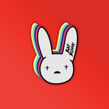 Bad Bunny, Logo, Cartoon, Orange background, 5K