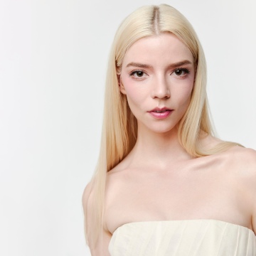 Anya Taylor-Joy, White background, 5K, Portrait, Blonde