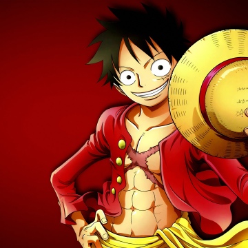 Monkey D. Luffy, Straw Hat, Red background, One Piece