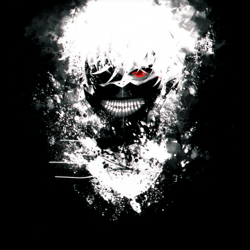 Ken Kaneki, Black and White, Tokyo Ghoul, Black background