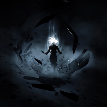 Goku, Perfected Ultra Instinct, 5K, Dark background, Naruto