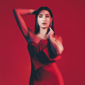 Nora Fatehi, Red background, 5K, Portrait