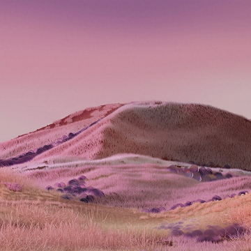 Rolling hills, Pink aesthetic, Landscape, Dreamy, Gradient background, Surreal landscape, Dreamlike, Digital illustration